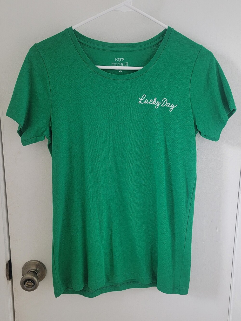 J CREW Kelly Green 'Lucky Day' Crewneck Tee - Women's Short Sleeve